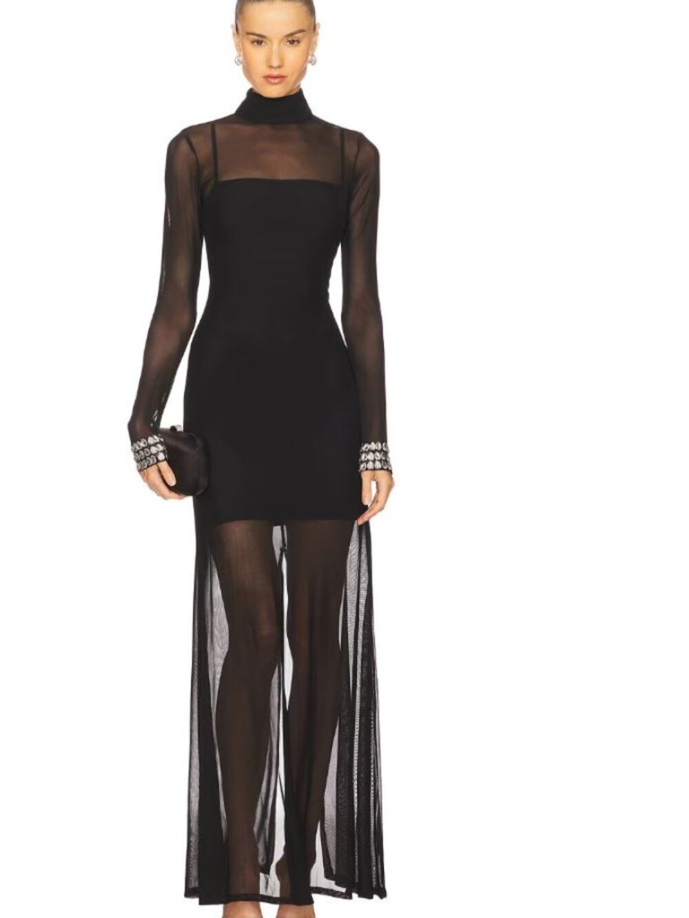 Mariandree Gaitan Women's Black Emilia Dress maxi long sleeve